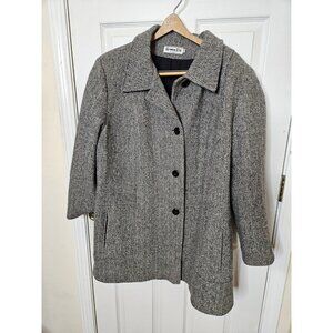 Herman Kay Wool Pea Coat  Jacket Gray  3 Button Closure USA VINTAGE 90S 22wp USA